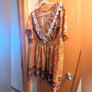 SHEIN Multicolor Boho Dress with Tassels